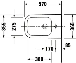 Duravit Stand-Bidet Happy D.2 570 mm mit ÜL, mit HLB, 1 HL, BTW, weiß – Bild 3