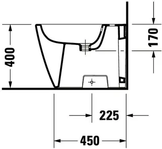 Duravit Stand-Bidet Happy D.2 570 mm mit ÜL, mit HLB, 1 HL, BTW, weiß – Bild 4