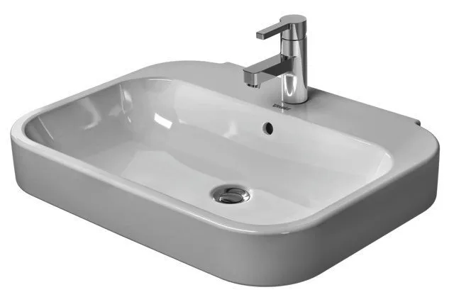 Duravit Waschtisch Happy D.2 650 mm mit ÜL, mit HLB, 1 HL, weiß WonderGliss