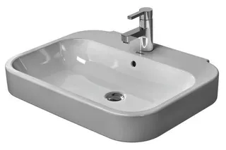 Duravit Waschtisch Happy D.2 650 mm mit ÜL, mit HLB, 1 HL, weiß WonderGliss