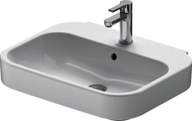Duravit Waschtisch Happy D.2 600 mm mit ÜL, mit HLB, 1 HL, weiß WonderGliss