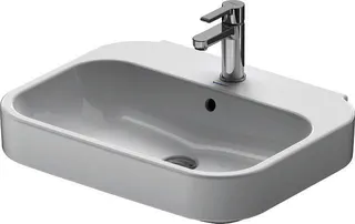 Duravit Waschtisch Happy D.2 600 mm mit ÜL, mit HLB, 1 HL, weiß WonderGliss