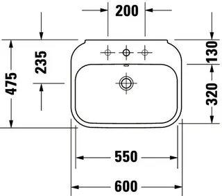 Duravit Waschtisch Happy D.2 600 mm mit ÜL, mit HLB, 1 HL, weiß WonderGliss – Bild 4