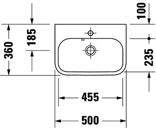 Duravit Möbel-Handwaschbecken Happy D.2 500mm mit ÜL, mit HLB, 1 HL, weiß WonderGliss – Bild 4