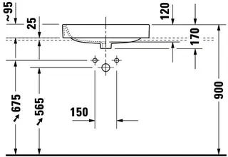 Duravit Aufsatzbecken Happy D.2 600 mm m.ÜL, m.HLB, 1 HL, geschl., weiß WG – Bild 3