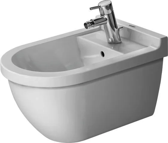 Duravit Wand-Bidet Starck 3 540 mm m.ÜL, m.HLB, 1 HL, Durafix, weiß WG