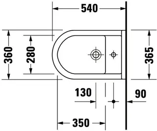 Duravit Wand-Bidet Starck 3 540 mm m.ÜL, m.HLB, 1 HL, Durafix, weiß – Bild 5