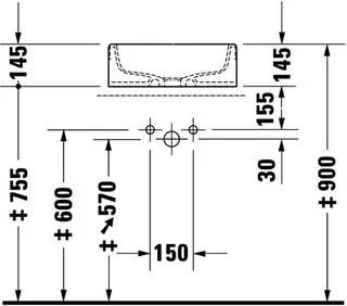 Duravit Aufsatzbecken Starck 1 460 mm o.ÜL, o.HLB, geschliffen, weiß – Bild 5
