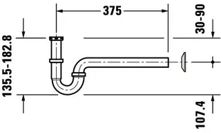 Duravit Waschtisch-Röhrensiphon 1 1/4 Zoll mit verlängertem Ablaufrohr, chrom – Bild 3