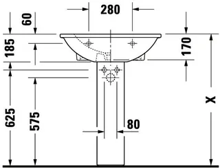 Duravit Waschtisch Darling New 650 mm mit ÜL, mit HLB, 1 HL, weiß – Bild 3