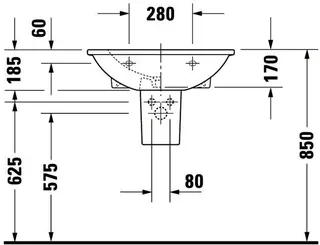 Duravit Waschtisch Darling New 650 mm mit ÜL, mit HLB, 1 HL, weiß – Bild 4