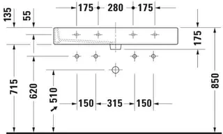 Duravit Waschtisch Vero 1000 mm m.ÜL, m.HLB, 2 HL,1 Becken, weiß – Bild 5