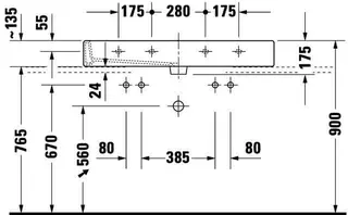 Duravit Waschtisch Vero 1000 mm m.ÜL,m.HLB,2 HL,1 Becken,geschl.,weiß – Bild 5