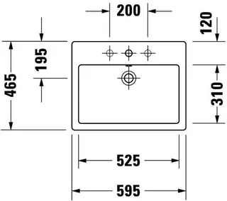 Duravit Aufsatzbecken Vero 595 mm m.ÜL, m.HLB, 1 HL, geschl., weiß – Bild 3