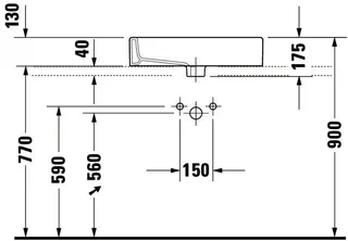 Duravit Aufsatzbecken Vero 595 mm m.ÜL, m.HLB, 1 HL, geschl., weiß – Bild 4