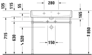 Duravit Metallkonsole Vero für 045480, höhenverstellbar, chrom – Bild 5