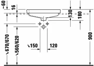 Duravit Einbauwaschtisch Vero 550 mm EB v.oben, m.ÜL, m.HLB, 1 HL, weiß – Bild 2