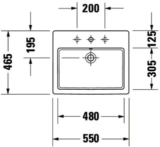 Duravit Einbauwaschtisch Vero 550 mm EB v.oben, m.ÜL, m.HLB, 1 HL, weiß – Bild 3