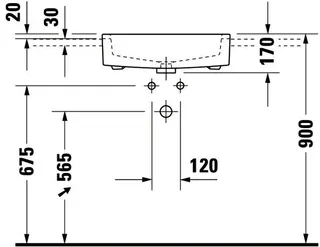 Duravit Halbeinbauwaschtisch Vero 550 mm mit ÜL, mit HLB, 1 HL, weiß – Bild 2