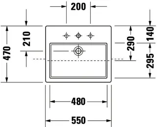 Duravit Halbeinbauwaschtisch Vero 550 mm mit ÜL, mit HLB, 1 HL, weiß – Bild 4