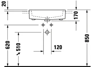 Duravit Halbeinbauwaschtisch Vero 550 mm mit ÜL, mit HLB, 1 HL, weiß – Bild 5