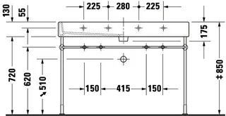 Duravit Waschtisch Vero 1200 mm m.ÜL, m.HLB, 2 HL, 1 Becken, weiß – Bild 5