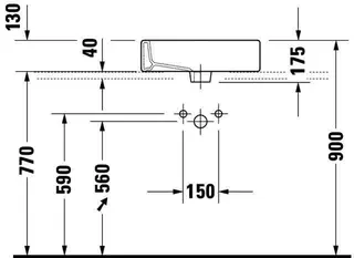 Duravit Aufsatzbecken Vero 500 mm m.ÜL, m.HLB, 1 HL, geschl., weiß WG – Bild 4
