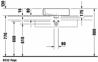 Duravit Aufsatzbecken Vero 500 mm m.ÜL, m.HLB, 1 HL, geschl., weiß WG – Bild 5