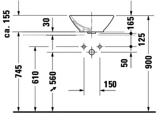 Duravit ASB Design Classics Bacino 420 mm quadratisch, mit ÜL, ohne HLB, weiß – Bild 4