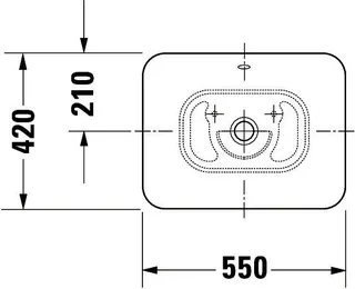 Duravit ASB Design Classics Bacino 550 mm rechteckig, mit ÜL, ohne HLB, weiß – Bild 3