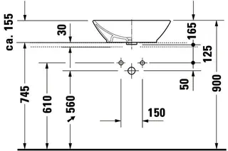 Duravit ASB Design Classics Bacino 550 mm rechteckig, mit ÜL, ohne HLB, weiß – Bild 4