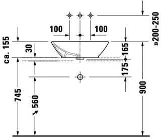 Duravit ASB Design Classics Bacino 550 mm rechteckig, mit ÜL, ohne HLB, weiß – Bild 5