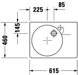 Duravit Design Classics Becken Scola 615 mm m.ÜL,m.HLB,HL-Vst.,Becken li.,weiß – Bild 4