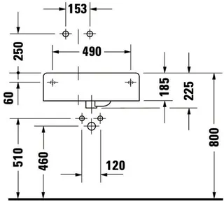 Duravit Design Classics Becken Scola 615 mm m.ÜL,m.HLB,HL-Vst.,Becken li.,weiß – Bild 5