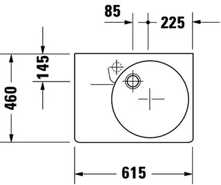Duravit Design Classics Becken Scola 615 mm m.ÜL,m.HLB,HL-Vst.,Becken re.,weiß – Bild 2