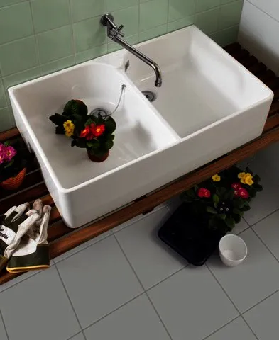 Villeroy & Boch Doppelspülbecken O.novo 220x895mm Rechteck m. ÜL. Weiß Alpin CeramicPlus