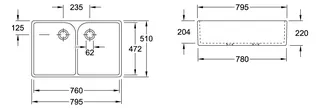 Villeroy & Boch Doppelspülbecken O.novo 220x795mm Rechteck m. ÜL. Weiß Alpin CeramicPlus – Bild 3