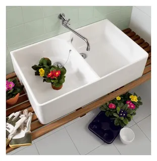 Villeroy & Boch Doppelspülbecken O.novo 220x895mm Rechteck m. ÜL. Weiß Alpin CeramicPlus – Bild 4
