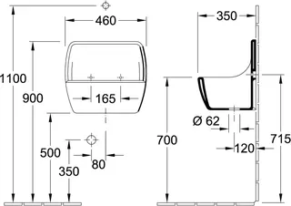 Villeroy & Boch Ausgussbecken O.novo 450x350mm Rechteck HL. ohne Überlauf Weiß Alpin – Bild 4