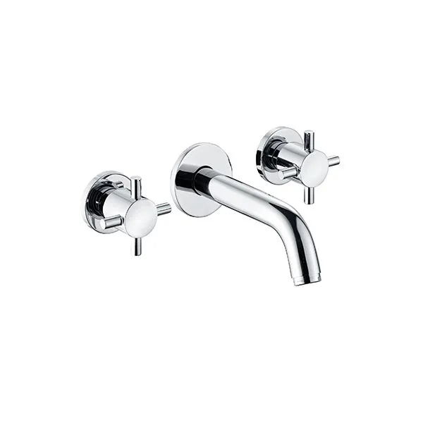 KLUDI BOZZ Waschtisch-Wandarmatur 180mm Dreiloch Kreuzgriffe chrom