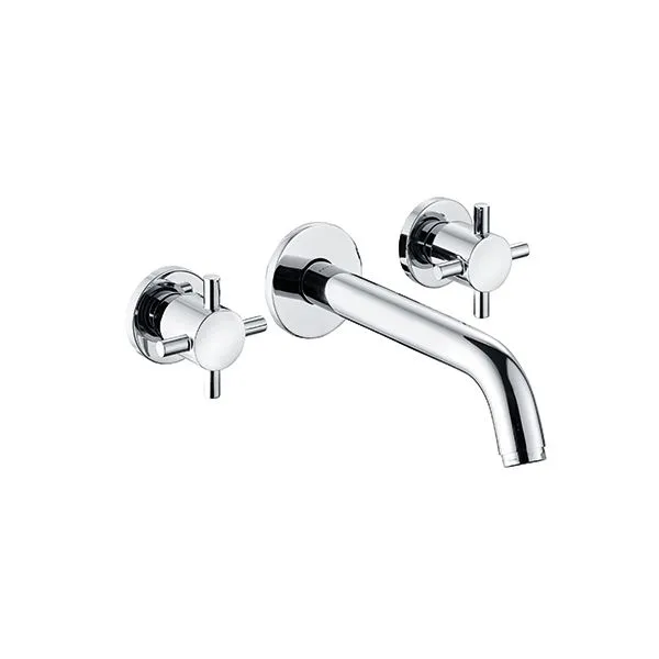 KLUDI BOZZ Waschtisch-Wandarmatur 230mm Dreiloch Kreuzgriffe chrom