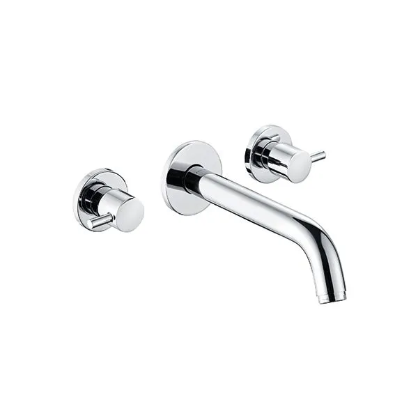 KLUDI BOZZ Waschtisch-Wandarmatur 230mm Dreiloch Zungengriffe chrom