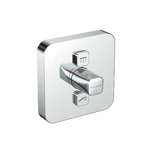 KLUDI PUSH UP Badearmatur, Drucktaste für 2 Verbraucher, soft edge chrom