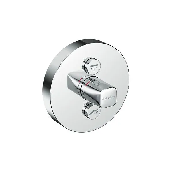 KLUDI PUSH UP-Arm. mit Rotationskartusch mit Drucktaste für 2 Verb., rund chrom