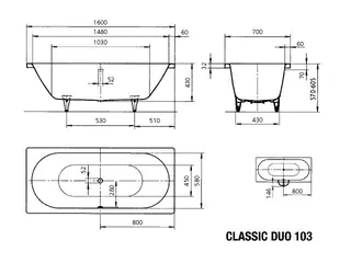 Kaldewei Badewanne CLASSIC DUO Mod.103,1600x700mm, pergamon – Bild 4