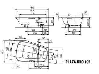 Kaldewei Badewanne PLAZA DUO LINKS Mod.192,1800x1200 mm,pergamon – Bild 2