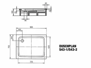 Duschfläche 75x90x6,5 cm mit Träger more4YOU, weiß – Bild 3