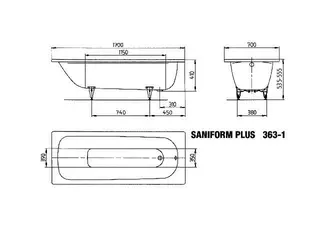 Kaldewei Badewanne SANIFORM PLUS Mod.363-1,1700x700mm ,alpinweiß – Bild 5