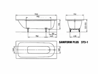 Kaldewei Badewanne SANIFORM PLUS Mod.373-1,1700x750mm ,alpinweiß – Bild 5