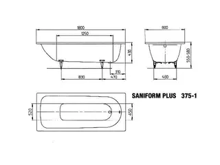 Kaldewei Badewanne SANIFORM PLUS Mod.375-1,1800x800mm ,alpinweiß – Bild 5